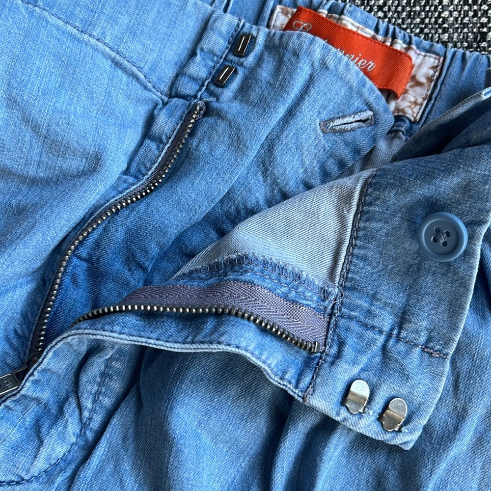 Anthropologie Cartonnier tie belted tapered soft blue jeans, size S - Picture 6 of 10